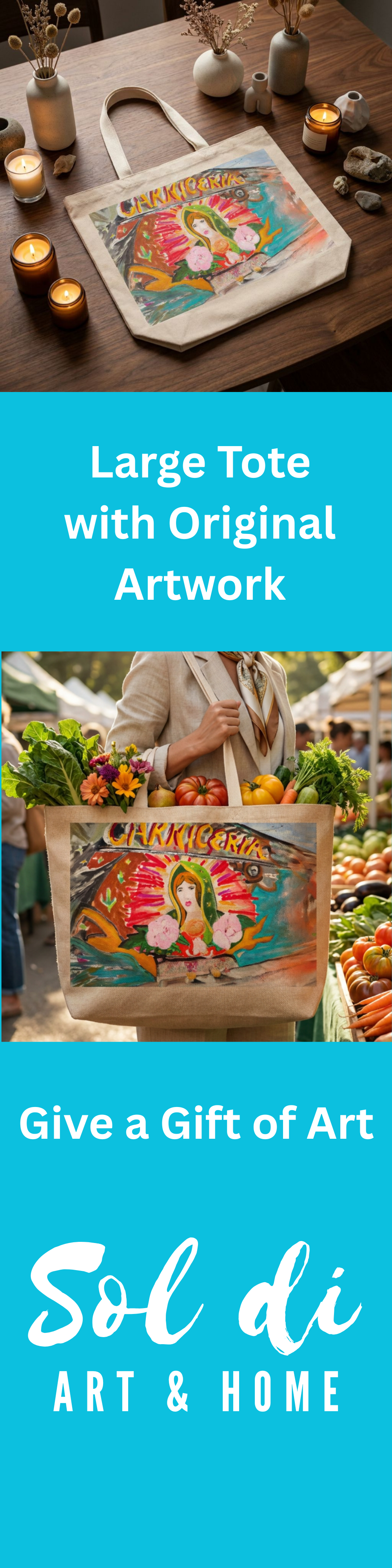 Oversized Tote Madonna Religious Painting Print Colorful Modern Home DΓ©cor Fine Art Gift Idea for Art Lovers Christian Large Purse Cotton