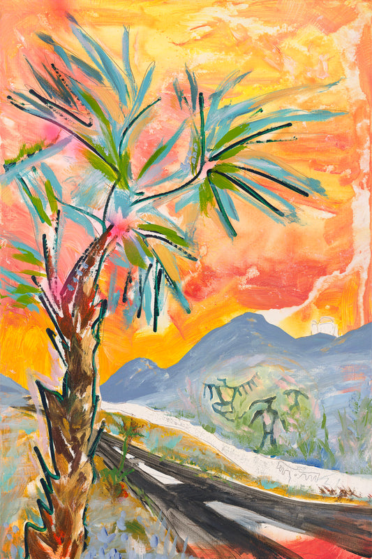 Palm Tree Canvas Landscape Painting Print Colorful Modern Wall Art Home Décor Fine Art Gift Idea for Art Lovers Custom Large Moving Abstract