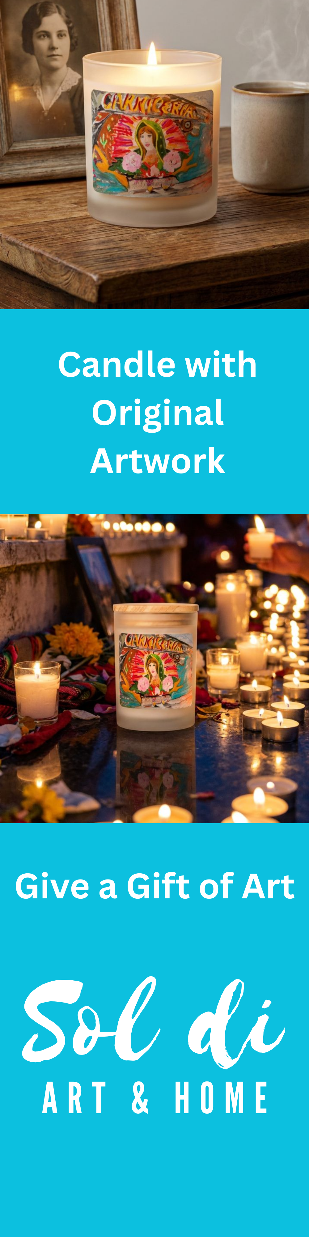 Candle Frosted Glass Madonna Hand Poured Gift Idea for Housewarming Fine Art Home Decor Colorful Modern Devotional Prayer Novena Vigil