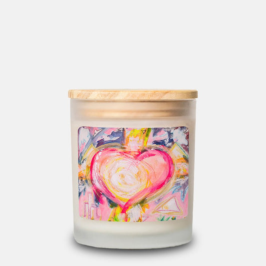Candle Frosted Glass Hand Poured Heart Gift Idea for Housewarming Art Lovers Fine Art Home Decor Colorful Modern Abstract Painting Canvas