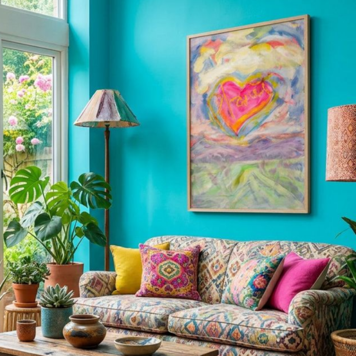 Heart Canvas Landscape Painting Print Colorful Modern Wall Art Home Décor Fine Art Gift Idea Art Lovers Nature Redecorate Large Abstract