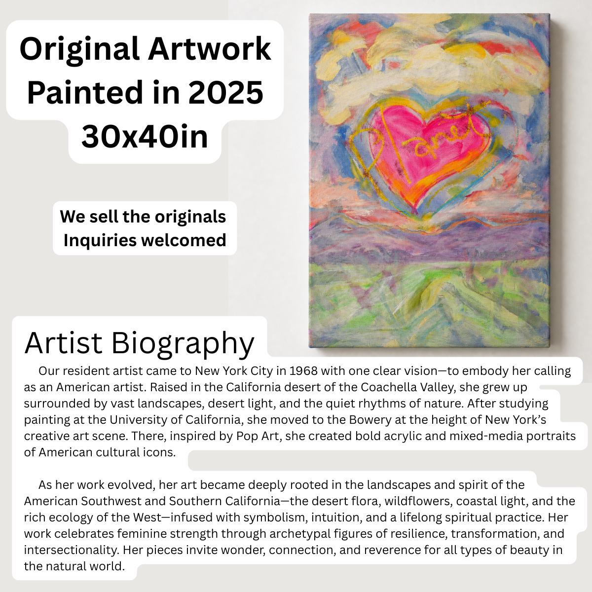 Heart Canvas Landscape Painting Print Colorful Modern Wall Art Home Décor Fine Art Gift Idea Art Lovers Nature Redecorate Large Abstract