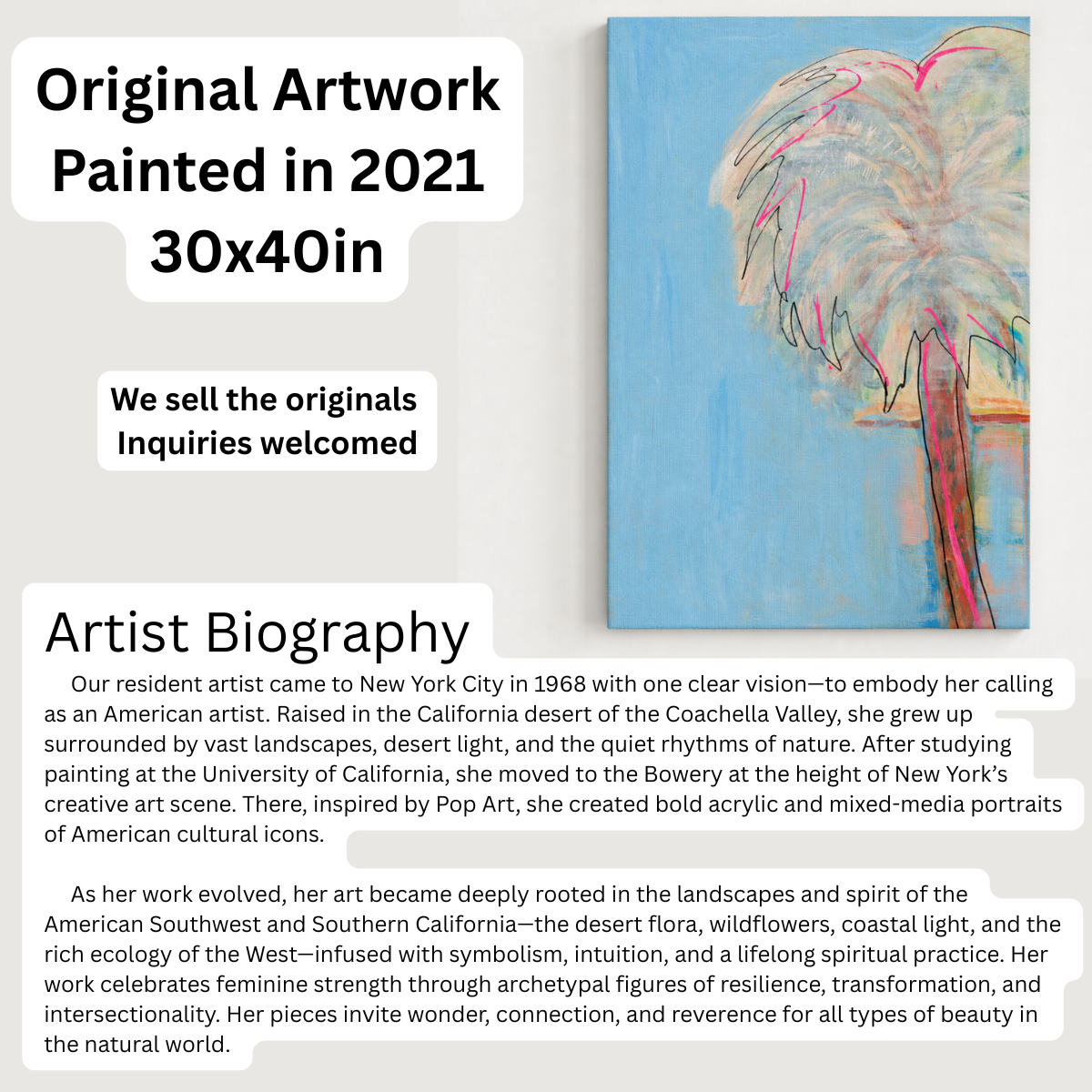Palm Tree Canvas Modern Wall Art Colorful Home Décor Fine Art Painting Print Poster Gift Idea for Art Lover Nature Abstract Landscape Move