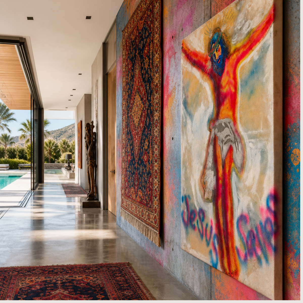 Jesus Canvas Christian Modern Wall Art Colorful Home Décor Fine Art Painting Gift Idea for Art Lovers Custom Religious Redecorate Move Large