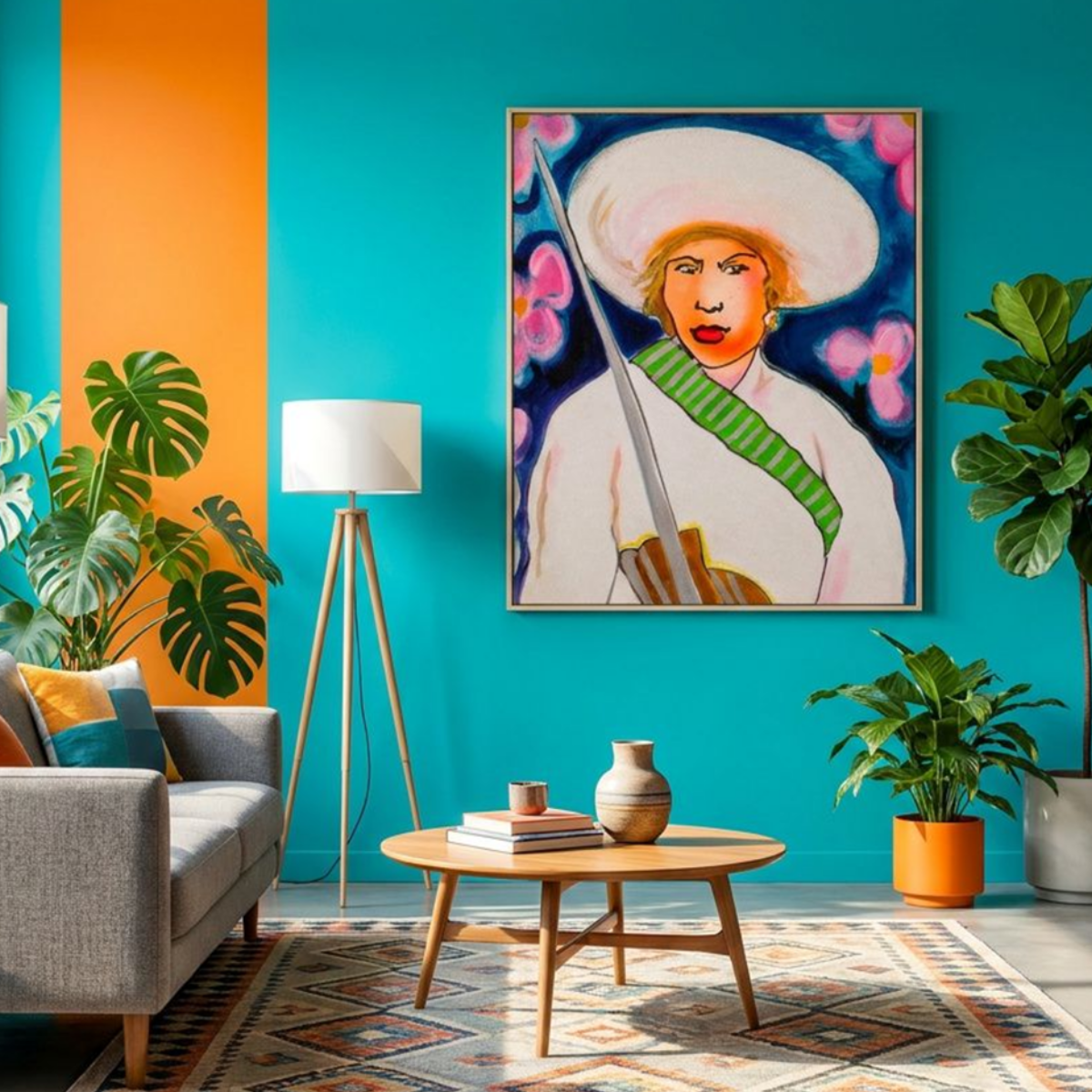 Woman Canvas Painting Portrait Print Colorful Modern Wall Art Home Décor Fine Art Gift Idea for Art Lover Nature Large Abstract Hispanic