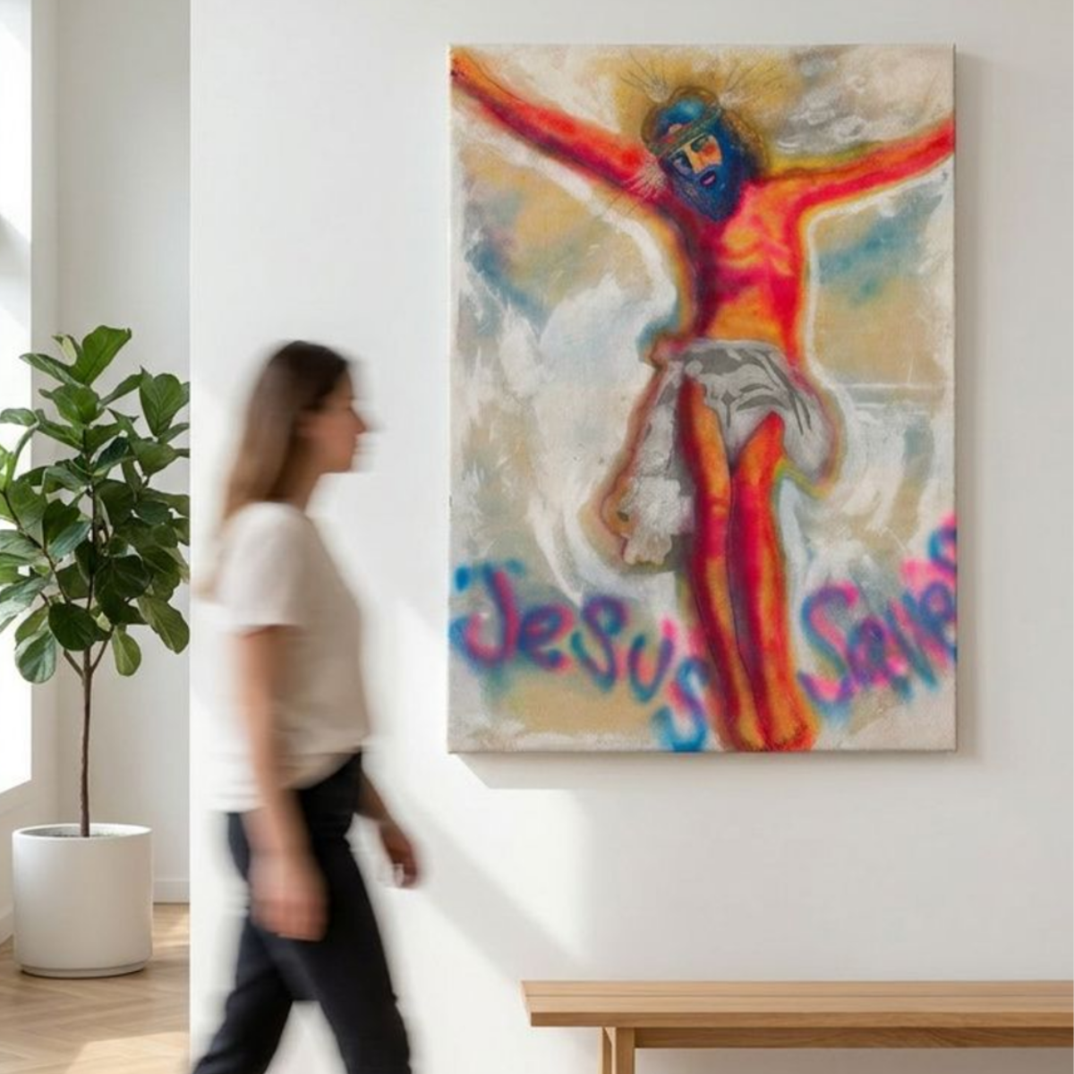 Jesus Canvas Christian Modern Wall Art Colorful Home Décor Fine Art Painting Gift Idea for Art Lovers Custom Religious Redecorate Move Large