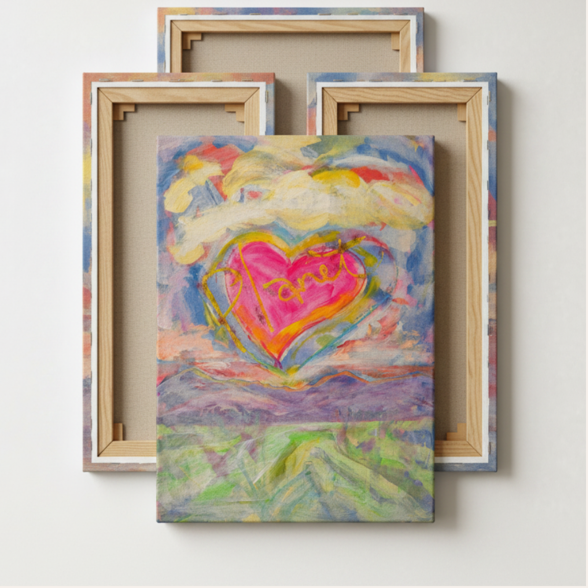 Heart Canvas Landscape Painting Print Colorful Modern Wall Art Home Décor Fine Art Gift Idea Art Lovers Nature Redecorate Large Abstract