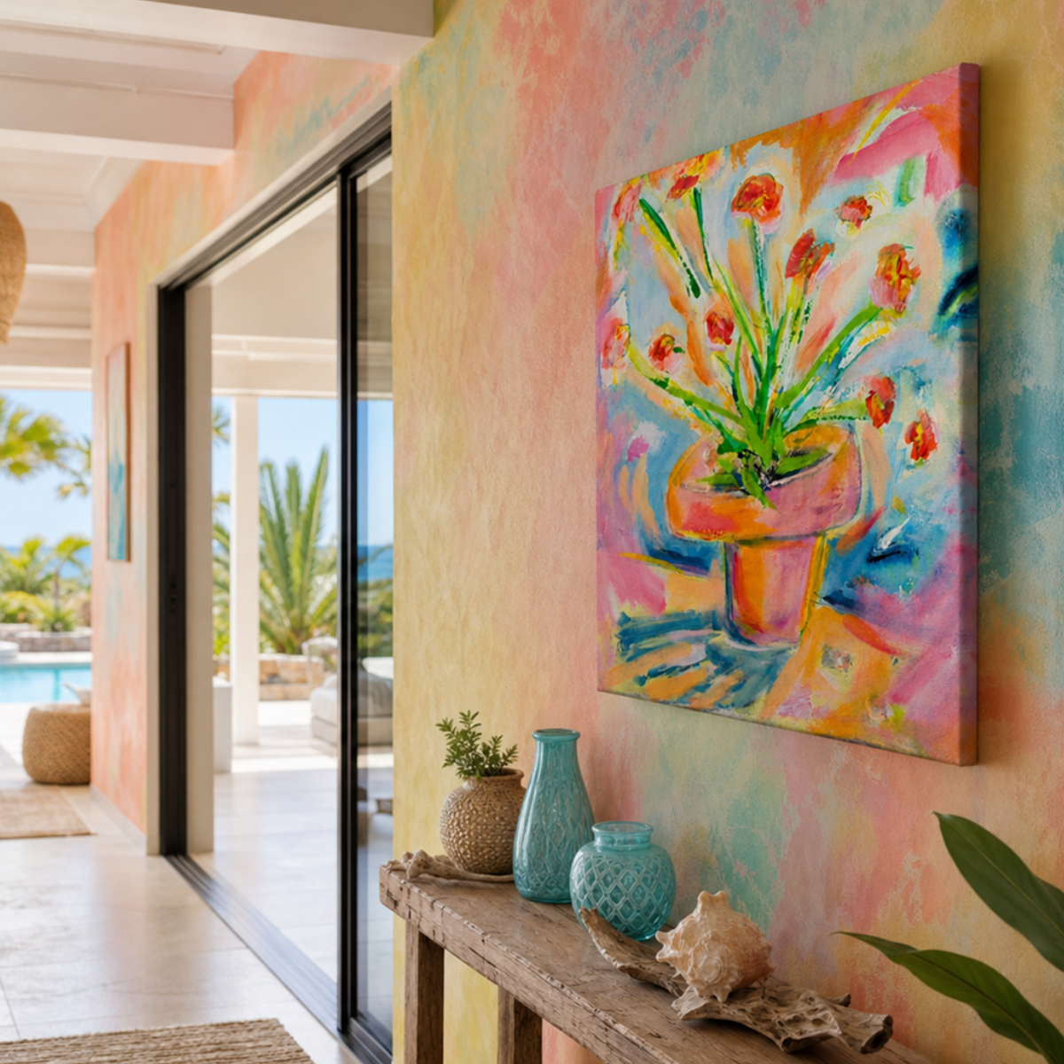 Floral Canvas Painting Print Colorful Modern Wall Art Home Décor Fine Art Flowers Abstract Gift Idea for Art Lovers Nature Custom Redecorate