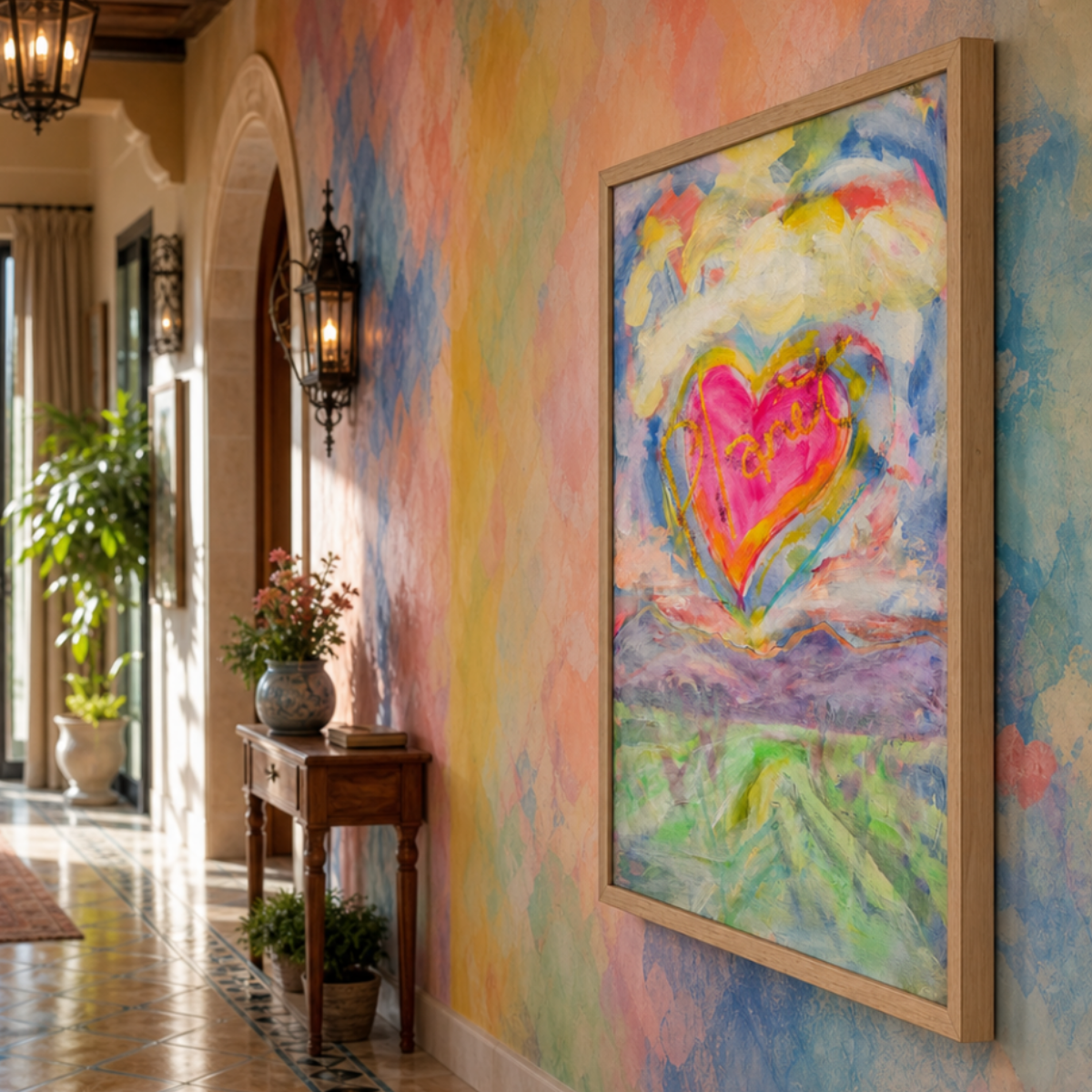 Heart Canvas Landscape Painting Print Colorful Modern Wall Art Home Décor Fine Art Gift Idea Art Lovers Nature Redecorate Large Abstract