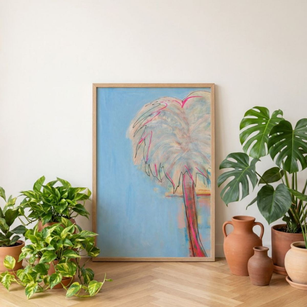 Palm Tree Canvas Modern Wall Art Colorful Home Décor Fine Art Painting Print Poster Gift Idea for Art Lover Nature Abstract Landscape Move