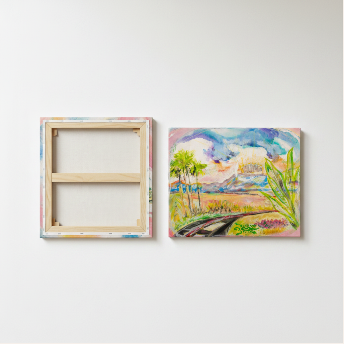 Desert Landscape Canvas Painting Print Colorful Modern Wall Art Home Décor Fine Art Gift Idea for Art Lover Nature Redecorate Road Trip