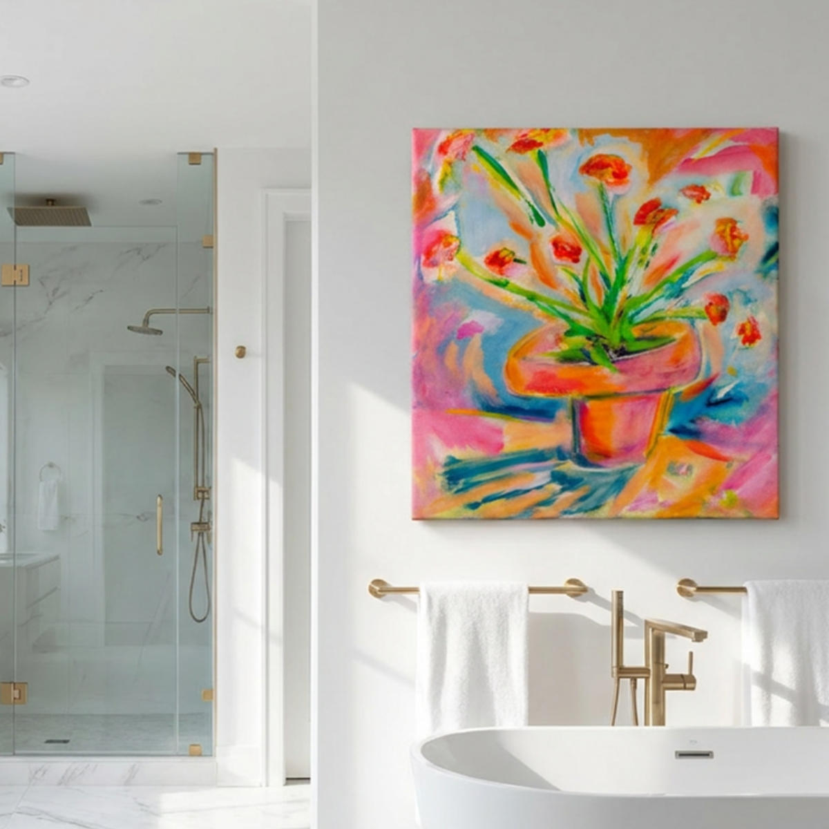 Floral Canvas Painting Print Colorful Modern Wall Art Home Décor Fine Art Flowers Abstract Gift Idea for Art Lovers Nature Custom Redecorate