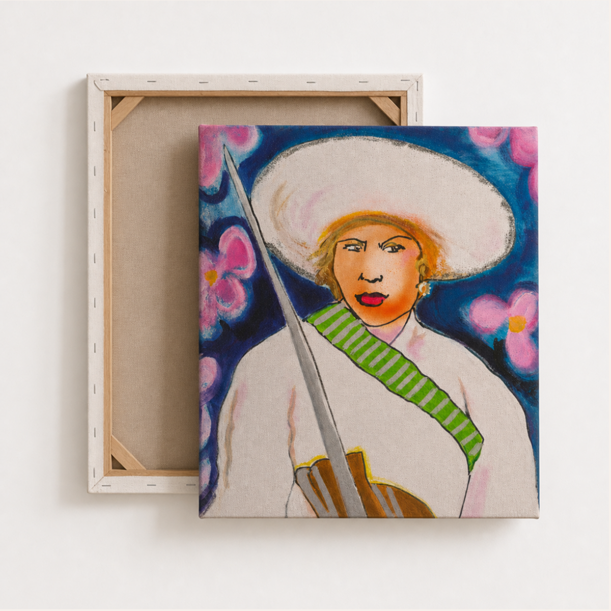 Woman Canvas Painting Portrait Print Colorful Modern Wall Art Home Décor Fine Art Gift Idea for Art Lover Nature Large Abstract Hispanic