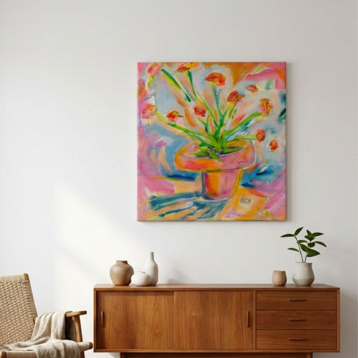 Floral Canvas Painting Print Colorful Modern Wall Art Home Décor Fine Art Flowers Abstract Gift Idea for Art Lovers Nature Custom Redecorate