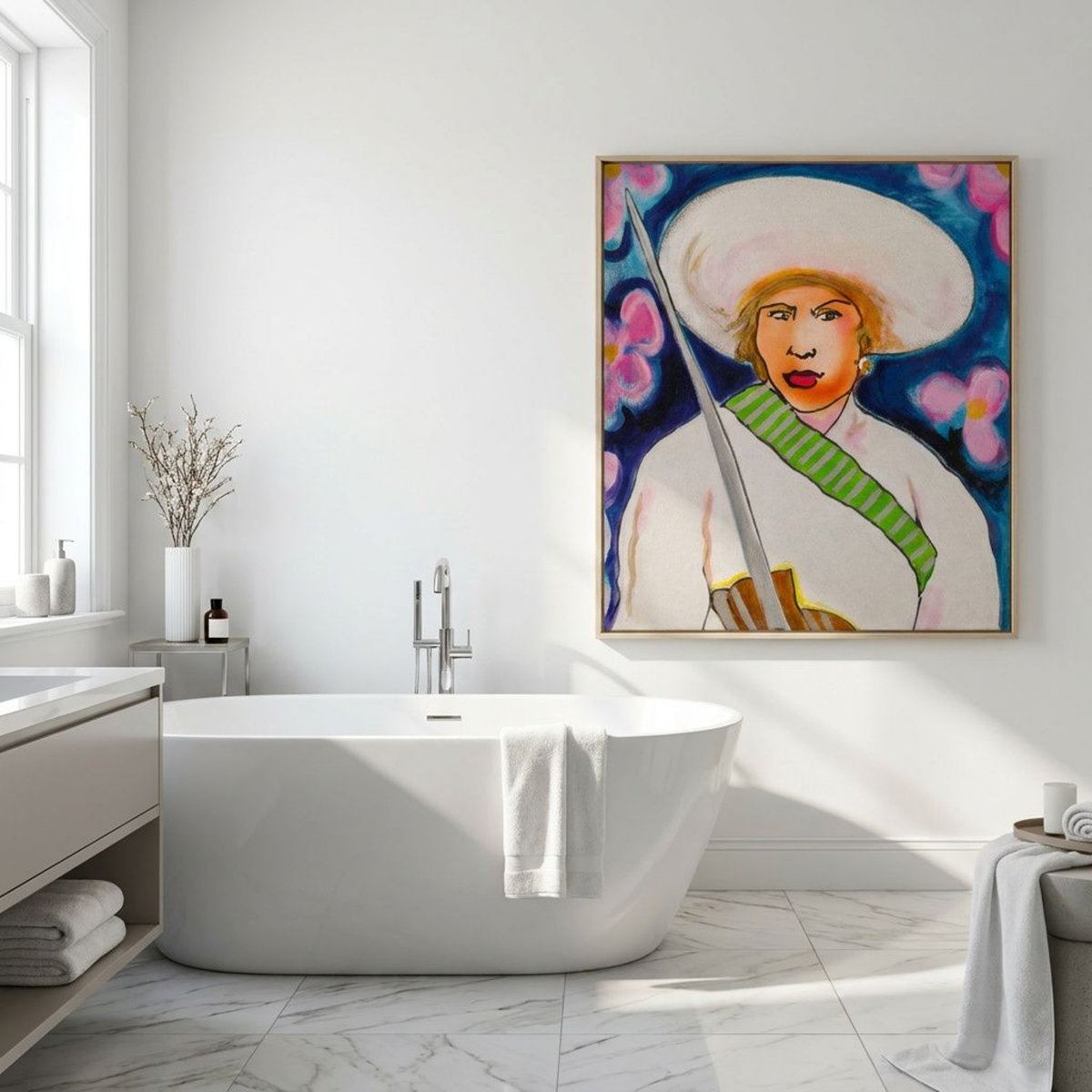 Woman Canvas Painting Portrait Print Colorful Modern Wall Art Home Décor Fine Art Gift Idea for Art Lover Nature Large Abstract Hispanic