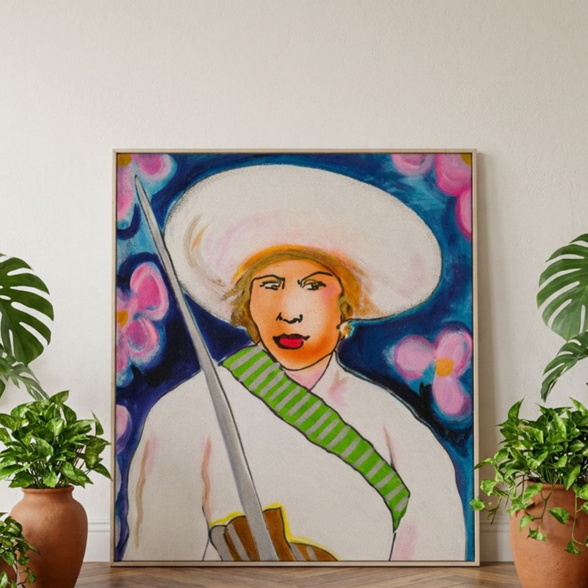 Woman Canvas Painting Portrait Print Colorful Modern Wall Art Home Décor Fine Art Gift Idea for Art Lover Nature Large Abstract Hispanic