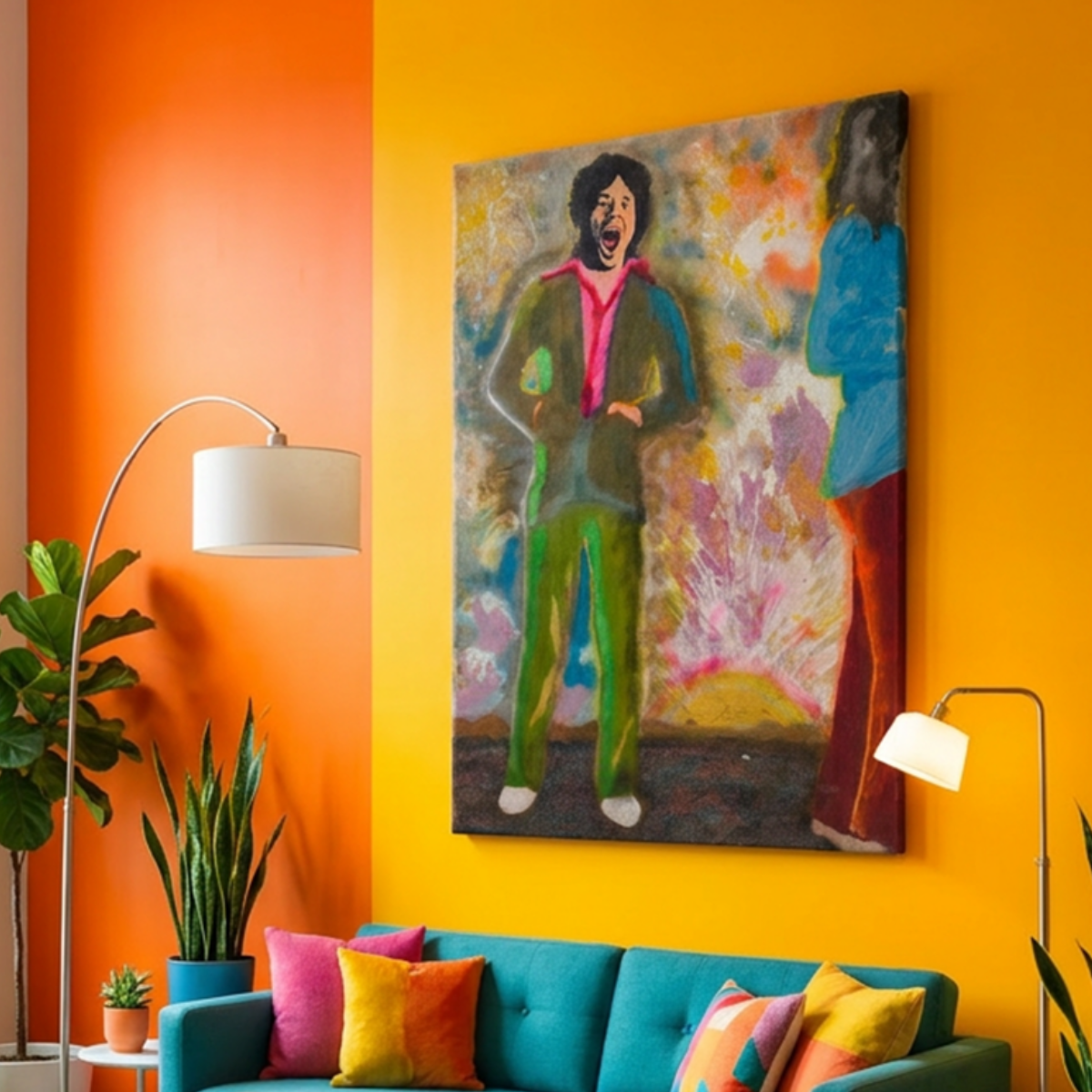 Mick Jagger Canvas Modern Wall Art Colorful Home Décor Fine Art Painting Print Pop Art Gift Idea for Art Lover Rolling Stones Custom Large