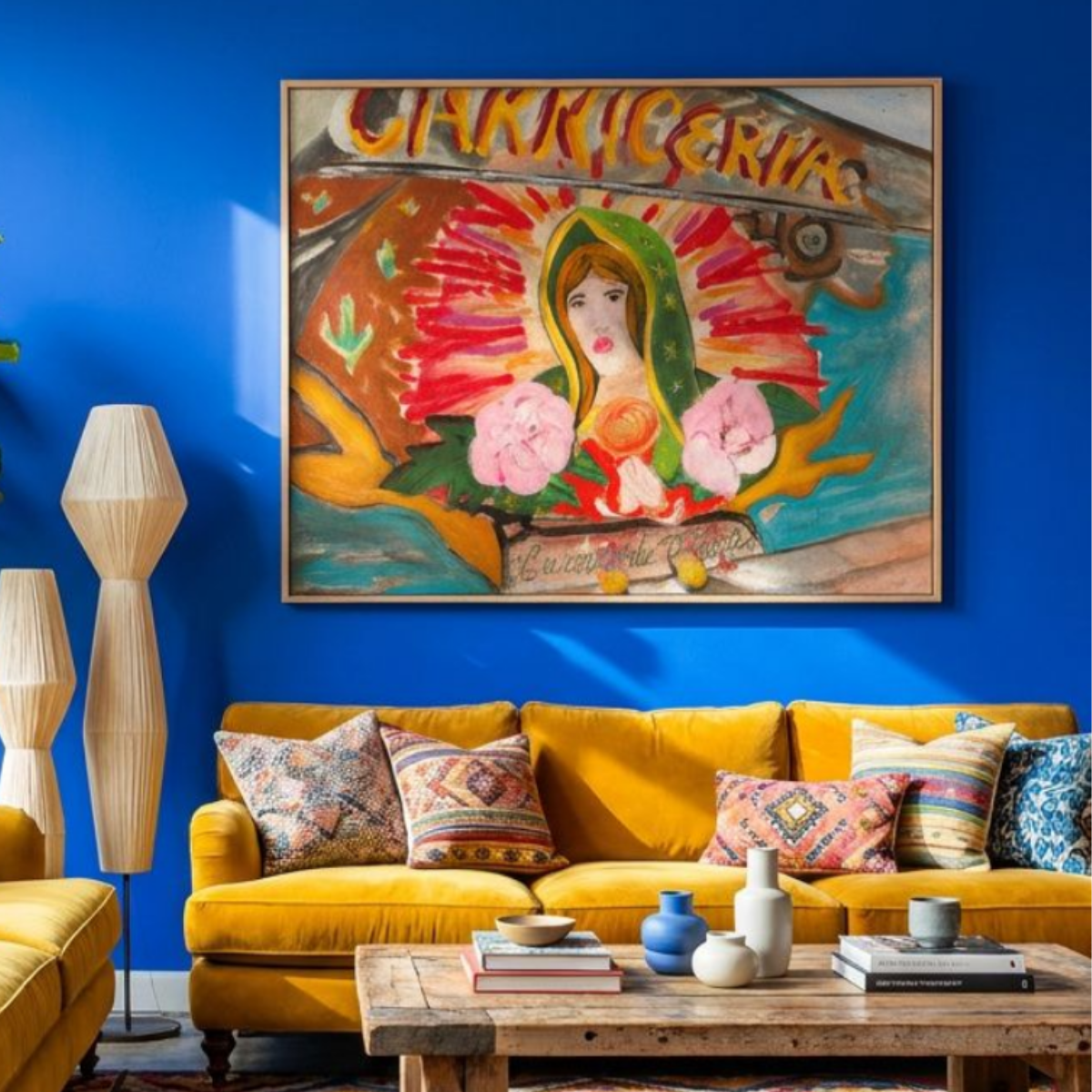 Madonna Canvas Religious Painting Print Colorful Modern Wall Art Mary Home Décor Fine Art Gift Idea for Art Lovers Christian Large Redecorate