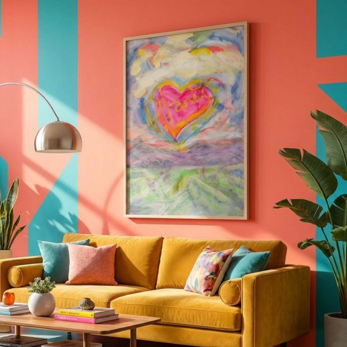 Heart Canvas Landscape Painting Print Colorful Modern Wall Art Home Décor Fine Art Gift Idea Art Lovers Nature Redecorate Large Abstract