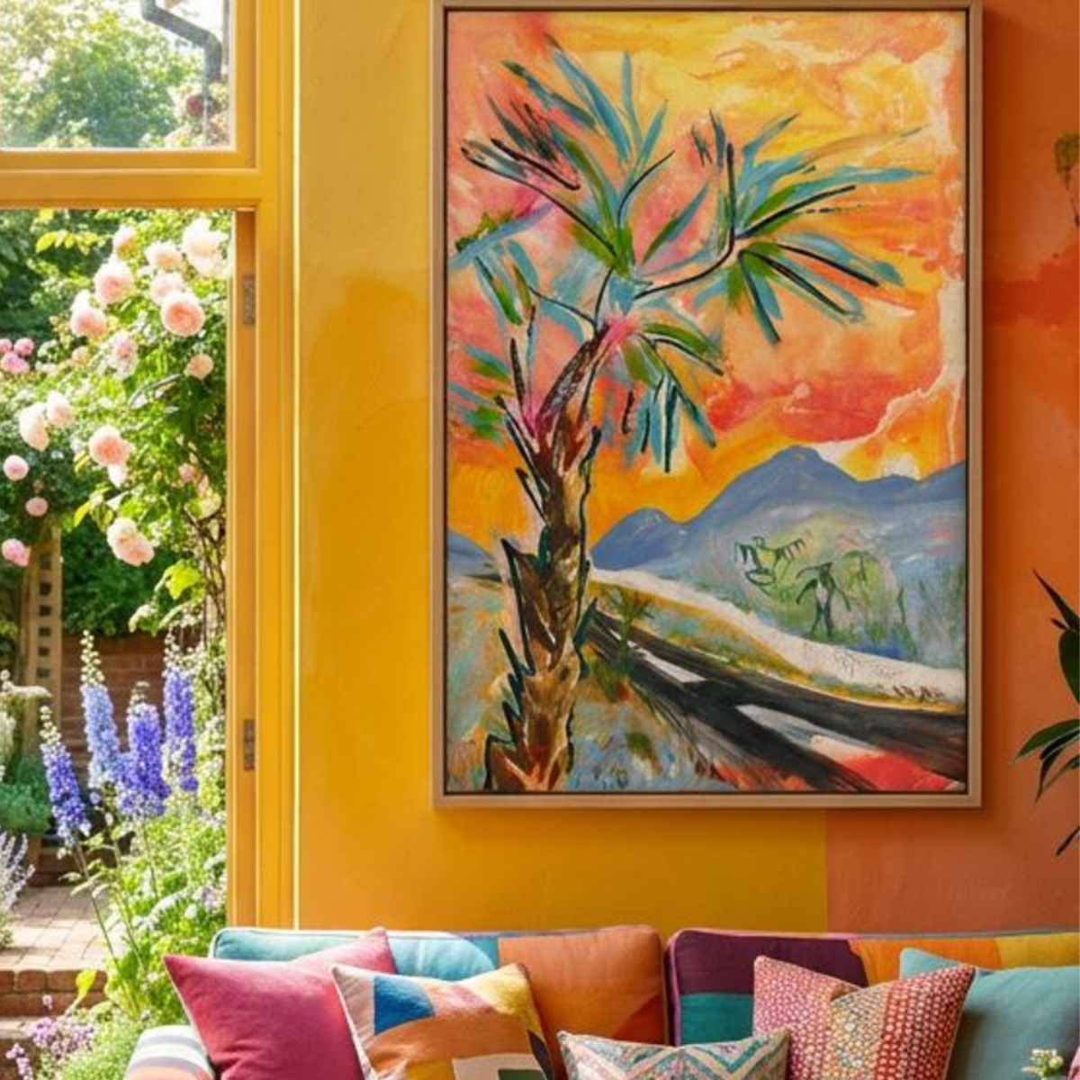 Palm Tree Canvas Landscape Painting Print Colorful Modern Wall Art Home Décor Fine Art Gift Idea for Art Lovers Custom Large Moving Abstract