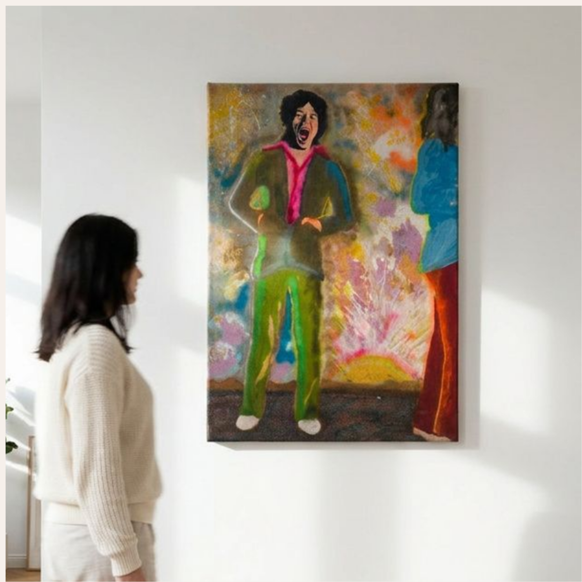 Mick Jagger Canvas Modern Wall Art Colorful Home Décor Fine Art Painting Print Pop Art Gift Idea for Art Lover Rolling Stones Custom Large