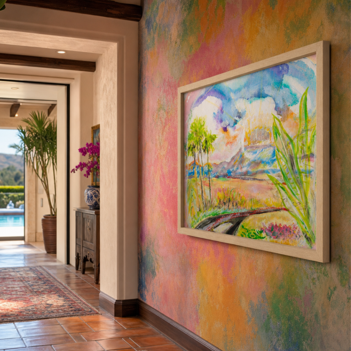 Desert Landscape Canvas Painting Print Colorful Modern Wall Art Home Décor Fine Art Gift Idea for Art Lover Nature Redecorate Road Trip
