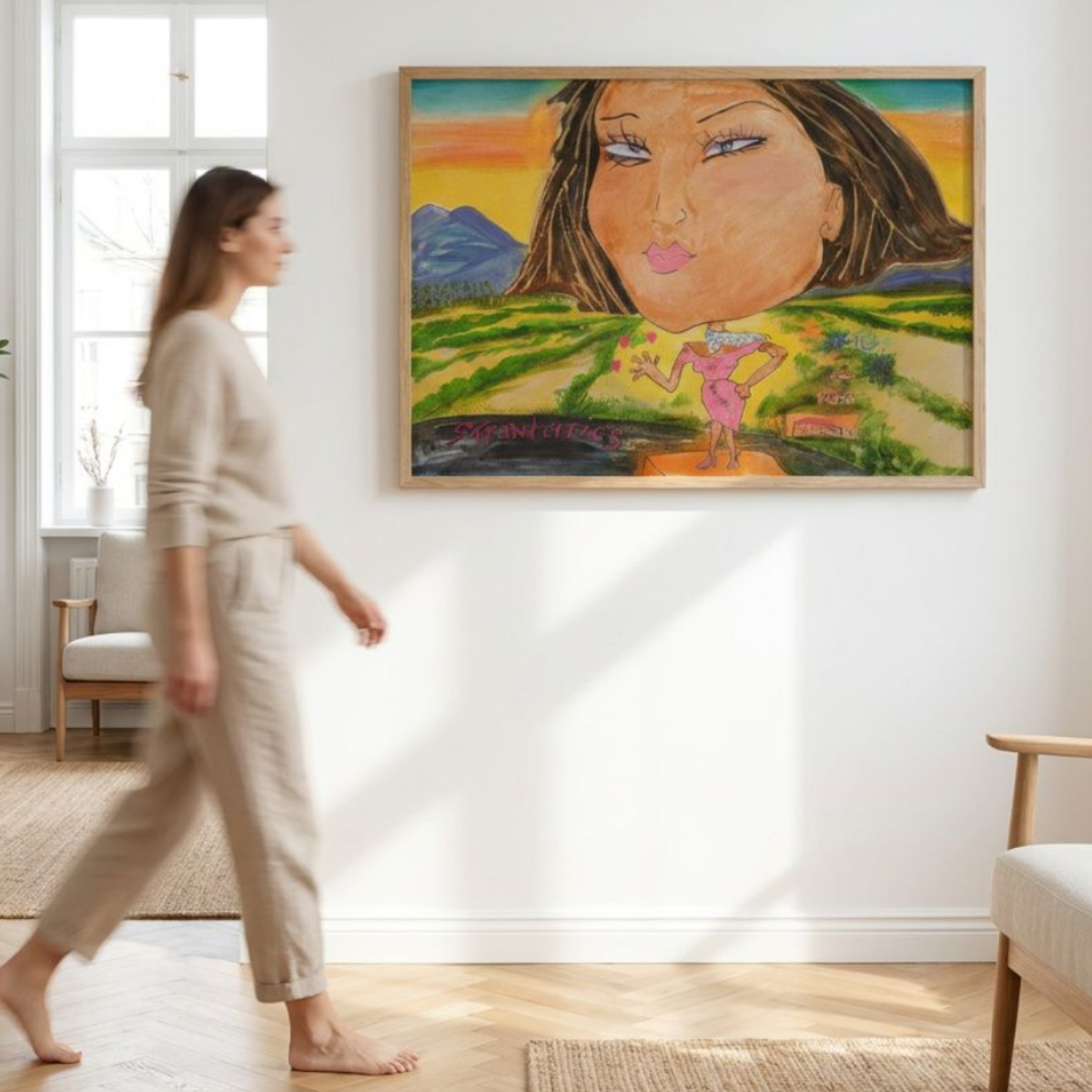 Woman Nature Canvas Landscape Painting Print Colorful Modern Wall Art Home Décor Fine Art Idea for Art Lovers Redecorate Moving Abstract