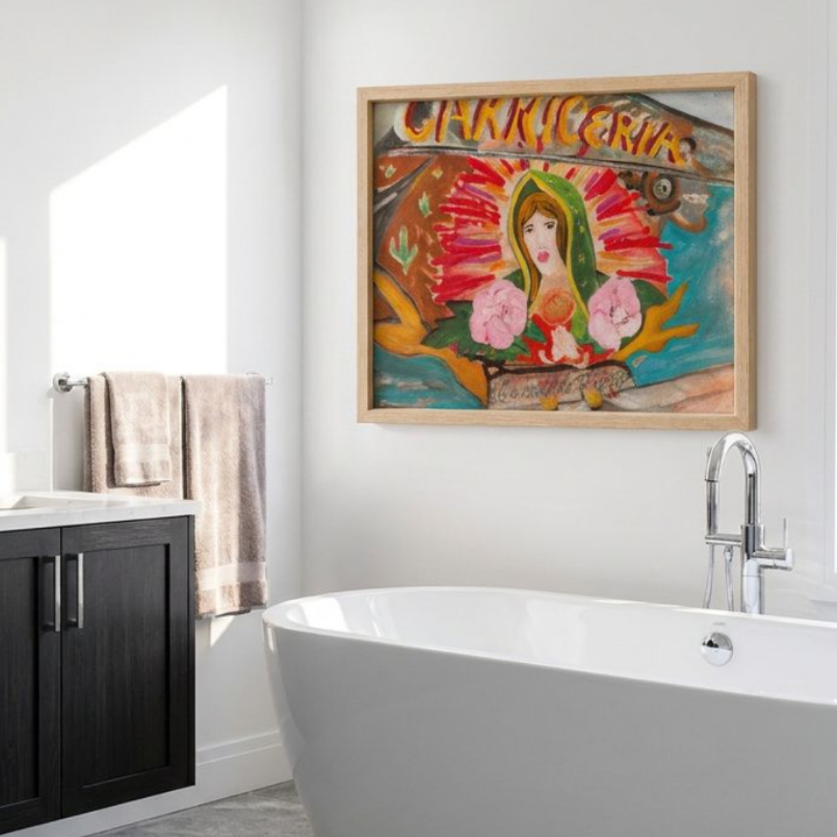 Madonna Canvas Religious Painting Print Colorful Modern Wall Art Mary Home Décor Fine Art Gift Idea for Art Lovers Christian Large Redecorate