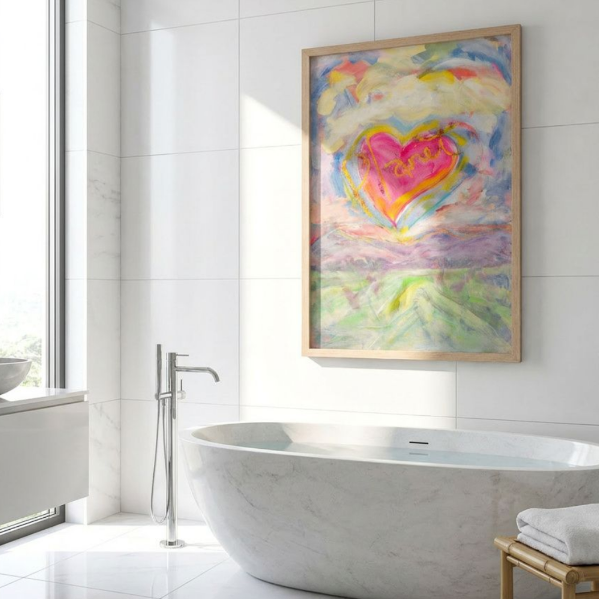 Heart Canvas Landscape Painting Print Colorful Modern Wall Art Home Décor Fine Art Gift Idea Art Lovers Nature Redecorate Large Abstract