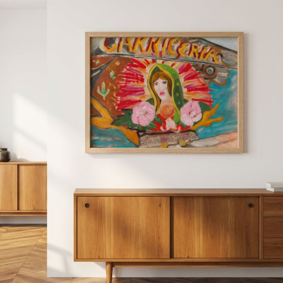 Madonna Canvas Religious Painting Print Colorful Modern Wall Art Mary Home Décor Fine Art Gift Idea for Art Lovers Christian Large Redecorate