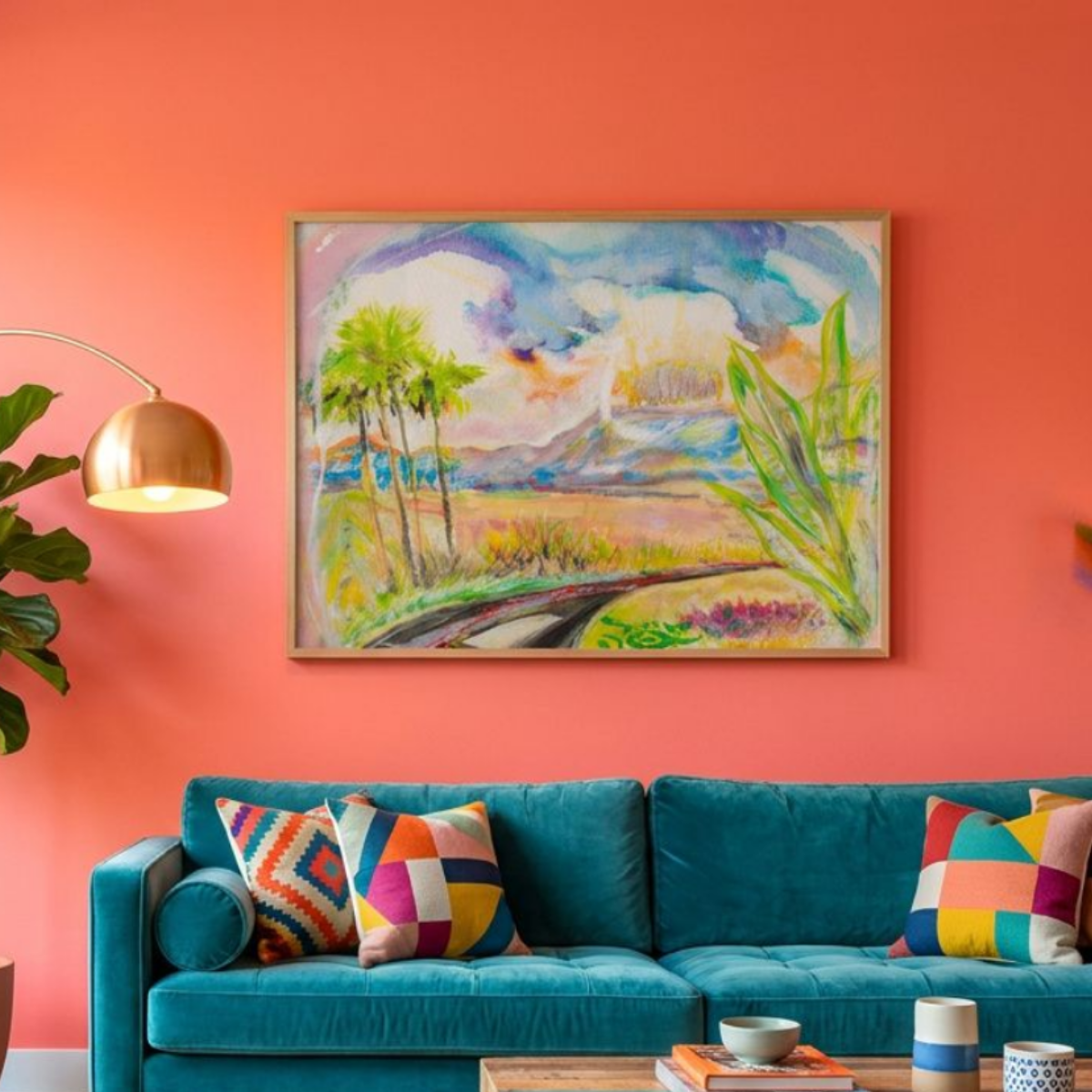 Desert Landscape Canvas Painting Print Colorful Modern Wall Art Home Décor Fine Art Gift Idea for Art Lover Nature Redecorate Road Trip