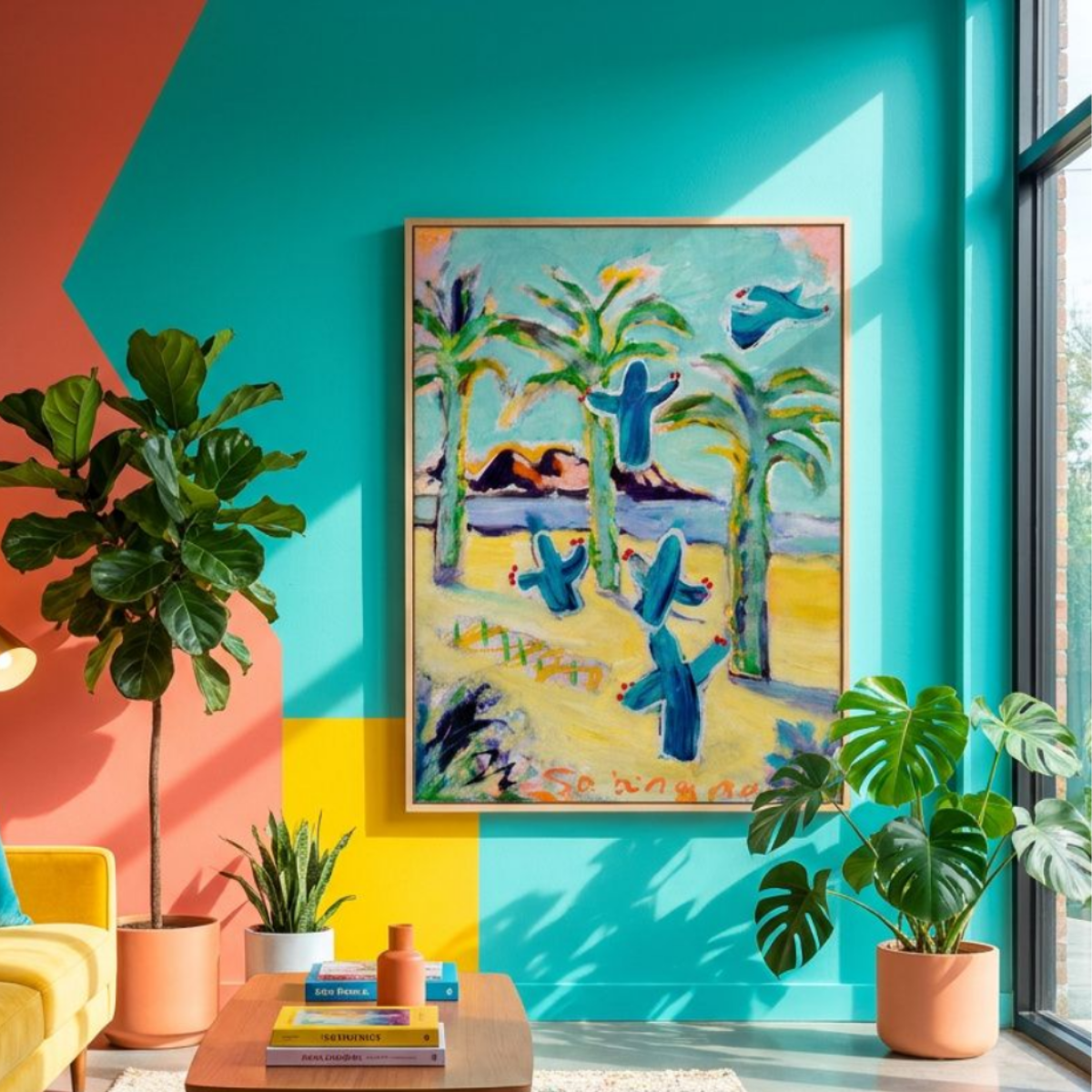 Desert Cactus Canvas Painting Print Modern Wall Art Colorful Home Décor Fine Art Gift Idea for Art Lovers Nature Custom Abstract Landscape