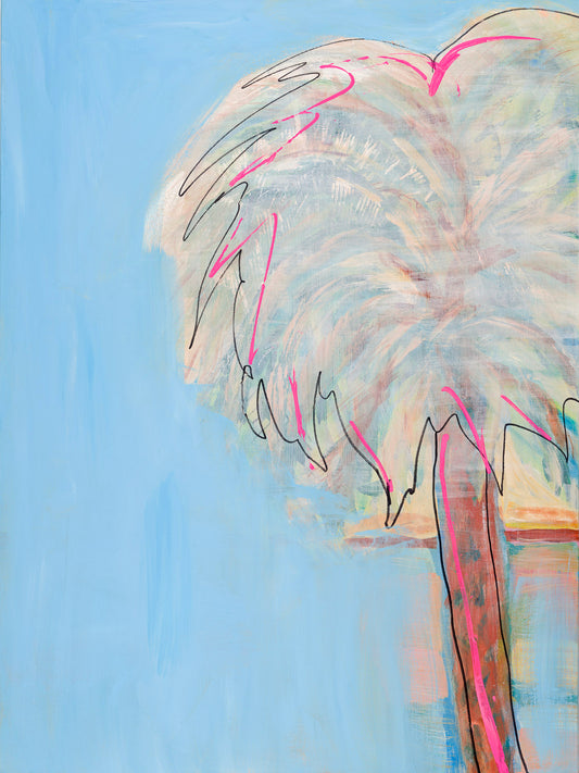Palm Tree Canvas Modern Wall Art Colorful Home Décor Fine Art Painting Print Poster Gift Idea for Art Lover Nature Abstract Landscape Move