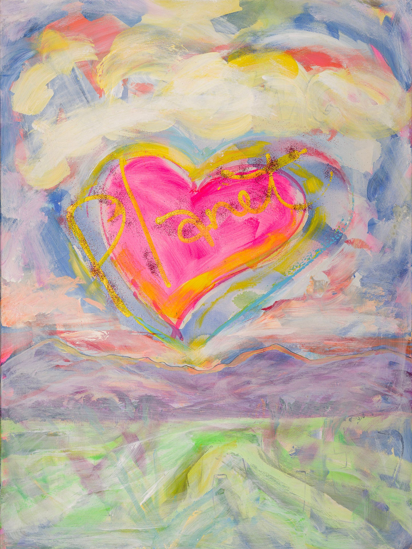 Heart Canvas Landscape Painting Print Colorful Modern Wall Art Home Décor Fine Art Gift Idea Art Lovers Nature Redecorate Large Abstract