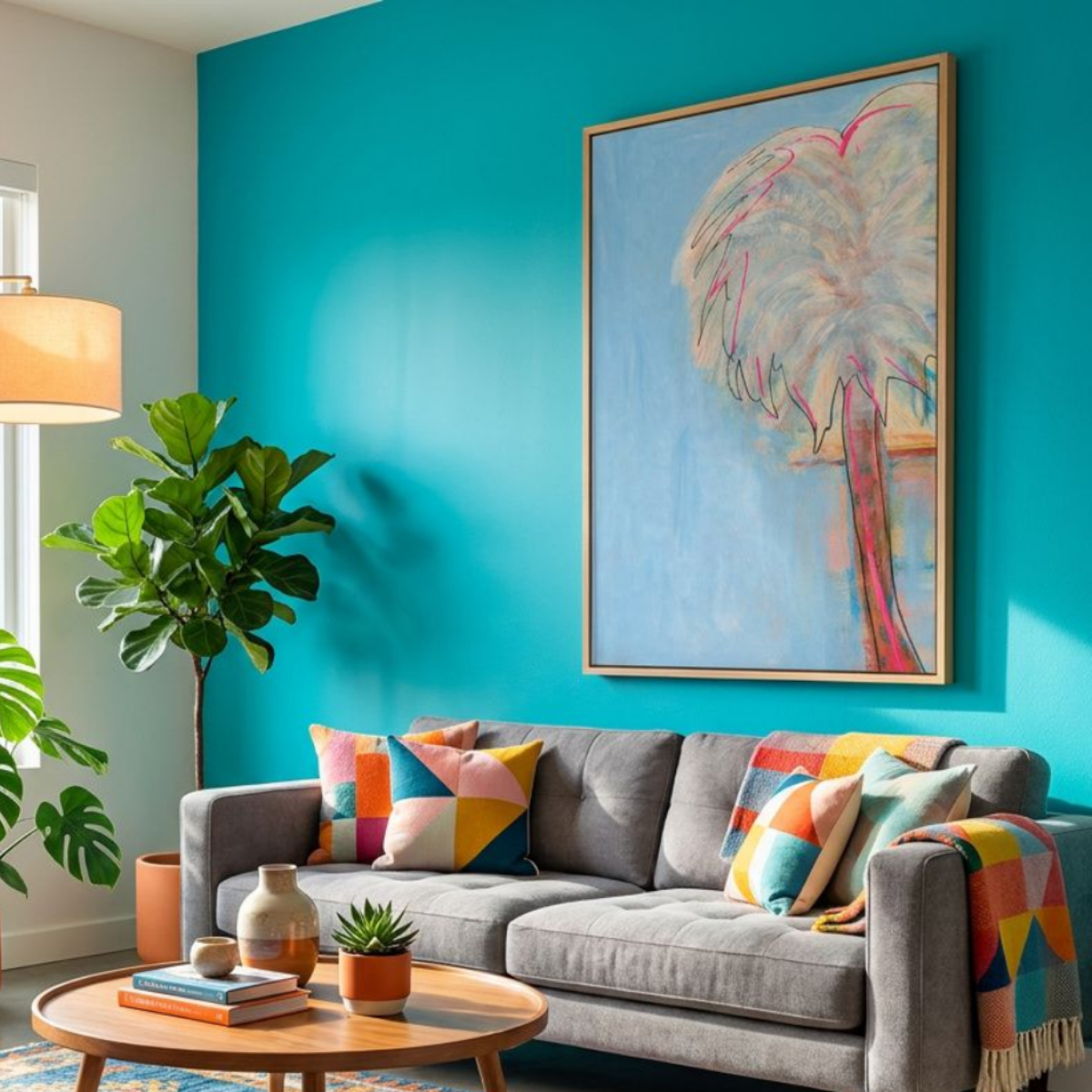 Palm Tree Canvas Modern Wall Art Colorful Home Décor Fine Art Painting Print Poster Gift Idea for Art Lover Nature Abstract Landscape Move