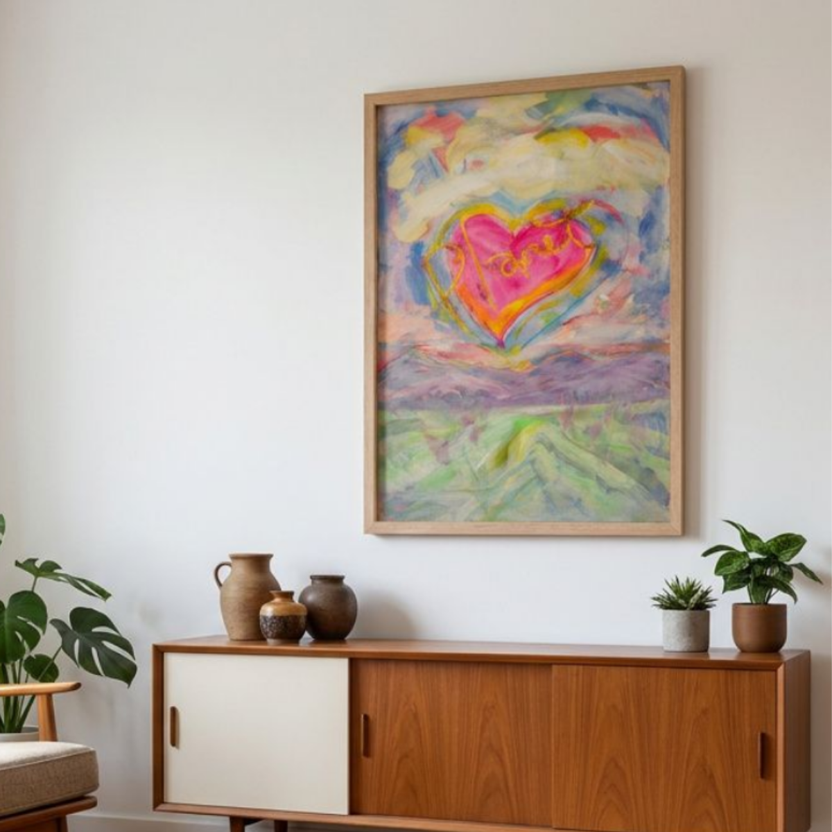 Heart Canvas Landscape Painting Print Colorful Modern Wall Art Home Décor Fine Art Gift Idea Art Lovers Nature Redecorate Large Abstract