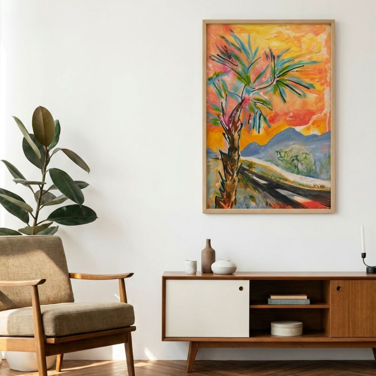 Palm Tree Canvas Landscape Painting Print Colorful Modern Wall Art Home Décor Fine Art Gift Idea for Art Lovers Custom Large Moving Abstract