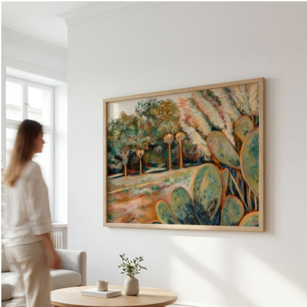 Desert Cactus Canvas Landscape Painting Print Colorful Nature Wall Art Home Decor Modern Fine Art Abstract Gift Idea for Art Lovers Large