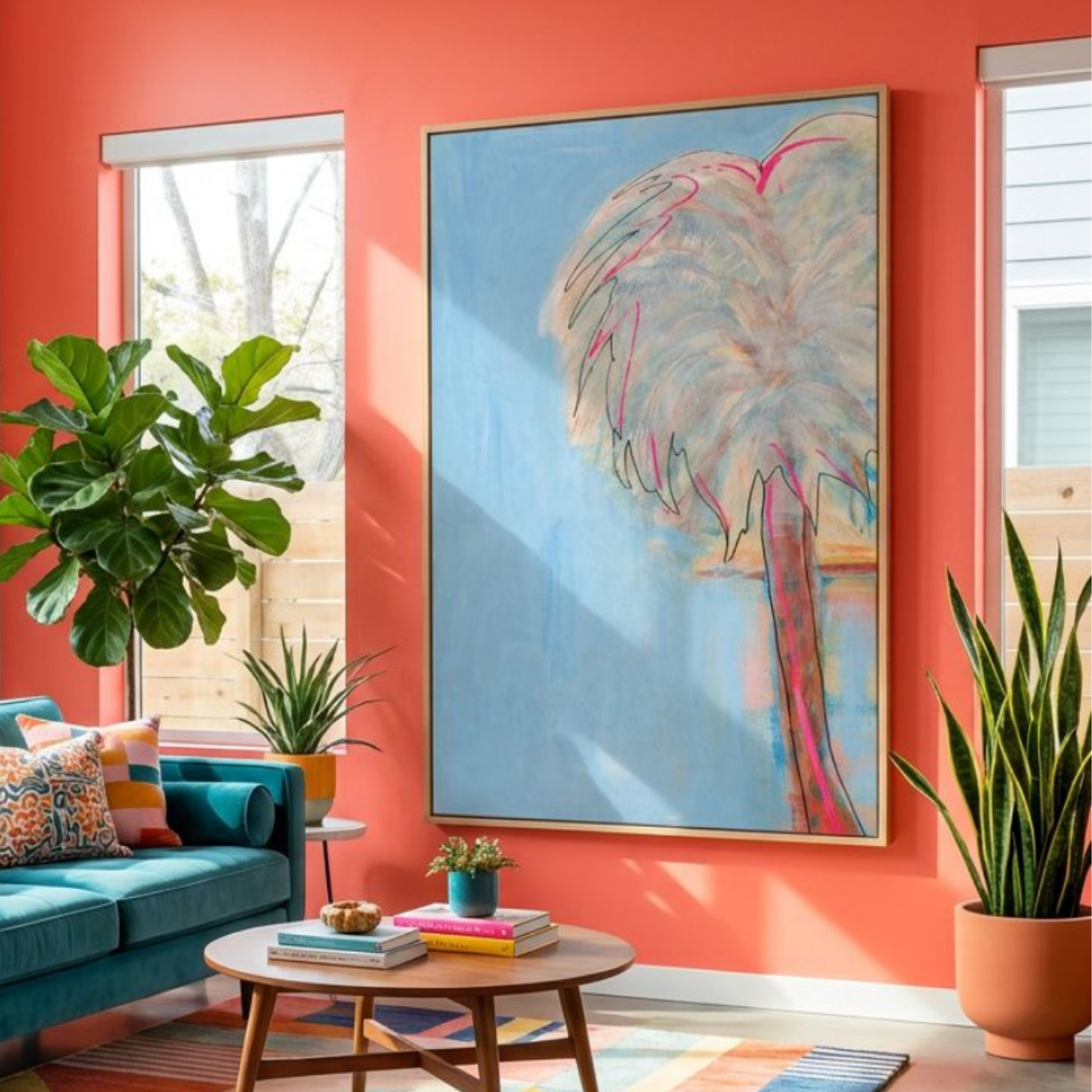 Palm Tree Canvas Modern Wall Art Colorful Home Décor Fine Art Painting Print Poster Gift Idea for Art Lover Nature Abstract Landscape Move
