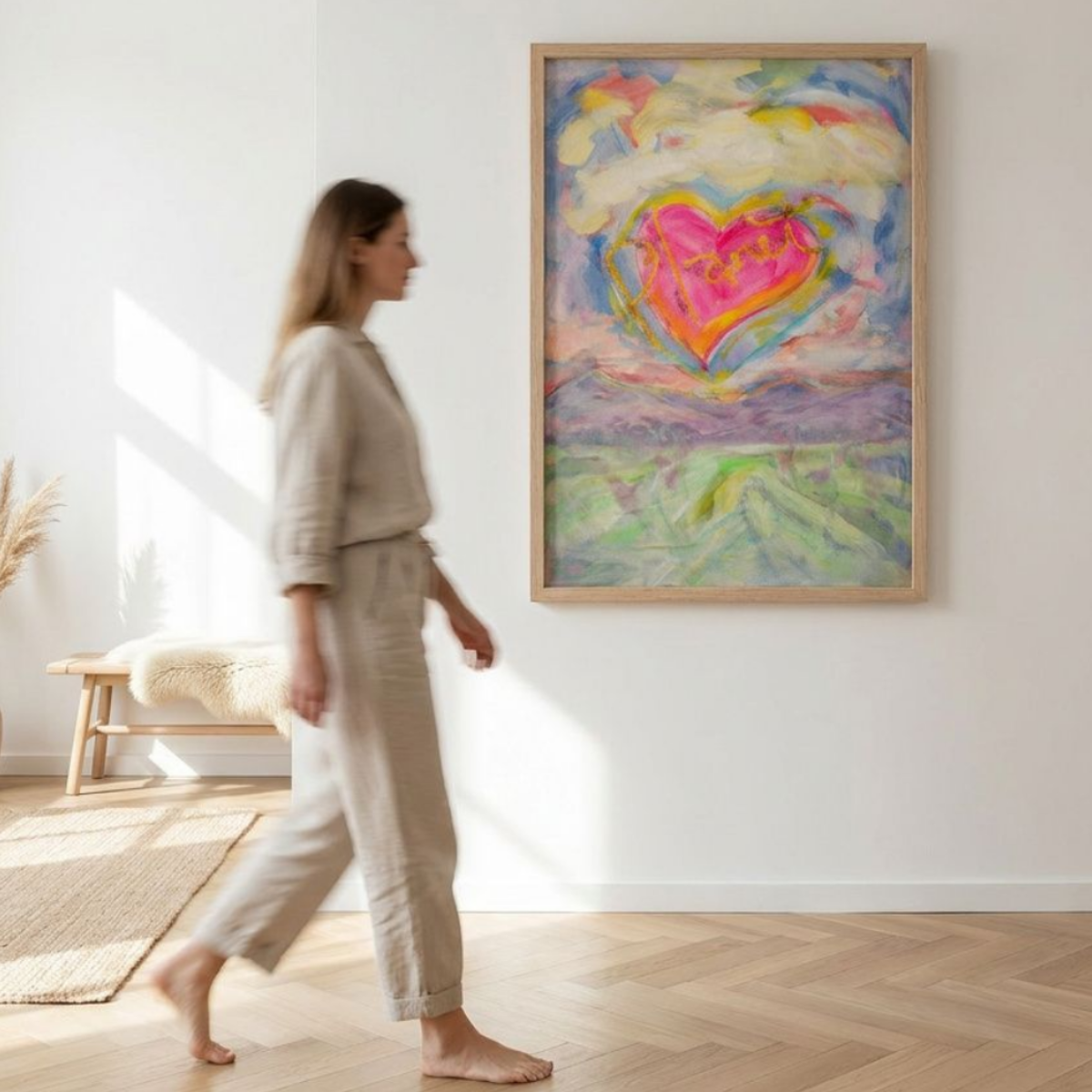 Heart Canvas Landscape Painting Print Colorful Modern Wall Art Home Décor Fine Art Gift Idea Art Lovers Nature Redecorate Large Abstract