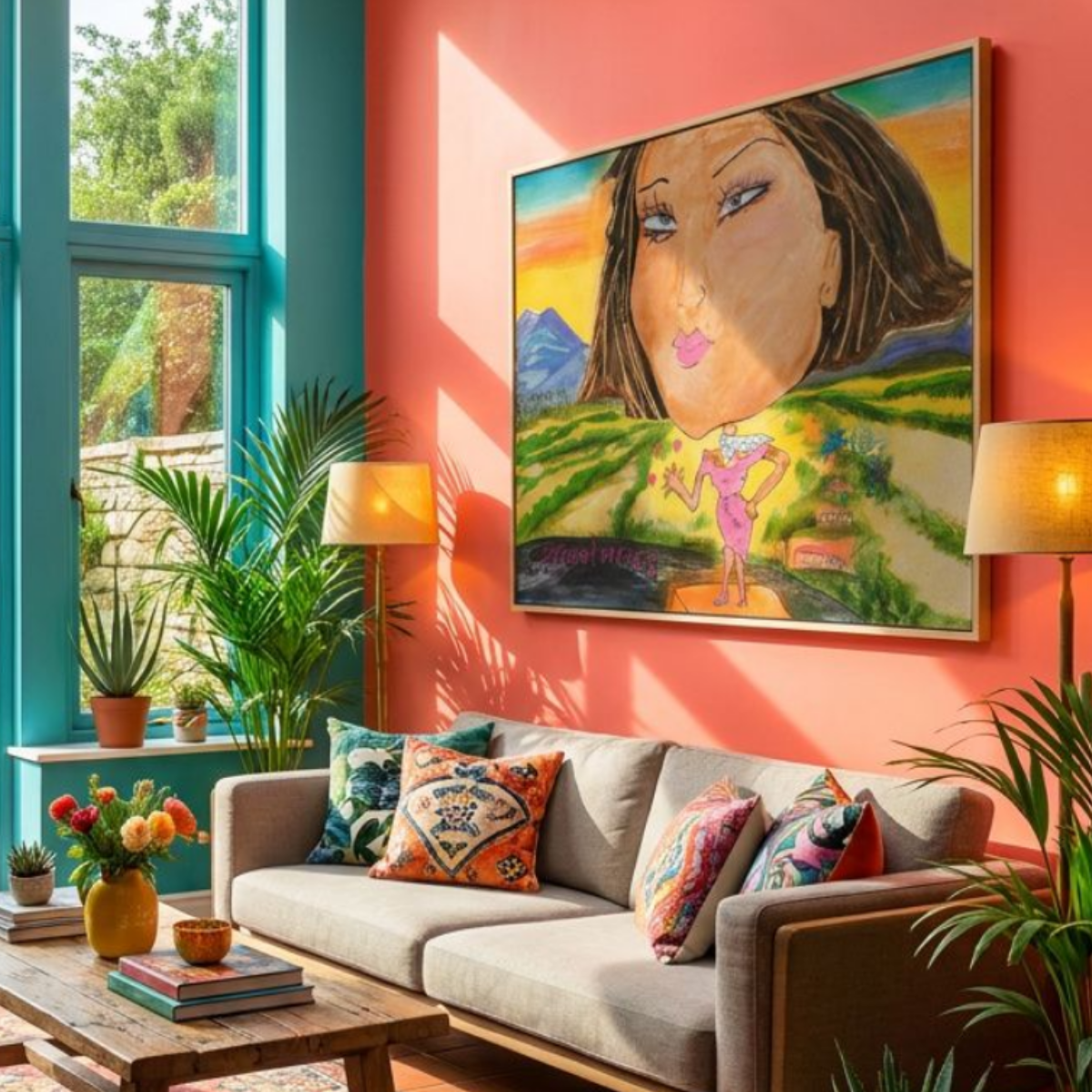 Woman Nature Canvas Landscape Painting Print Colorful Modern Wall Art Home Décor Fine Art Idea for Art Lovers Redecorate Moving Abstract