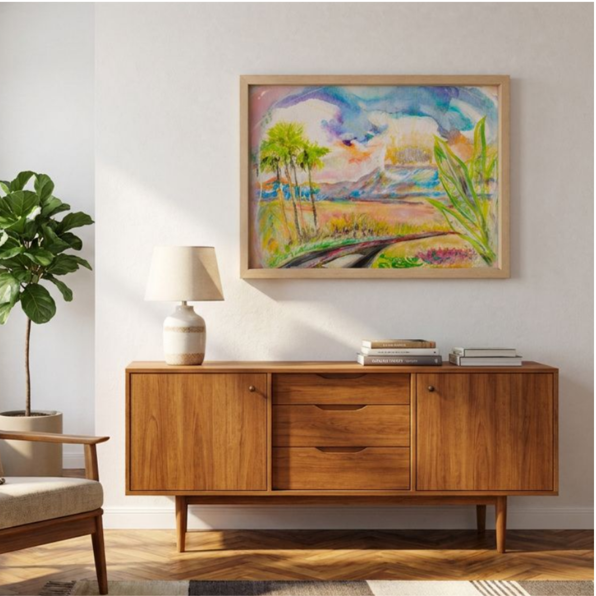 Desert Landscape Canvas Painting Print Colorful Modern Wall Art Home Décor Fine Art Gift Idea for Art Lover Nature Redecorate Road Trip