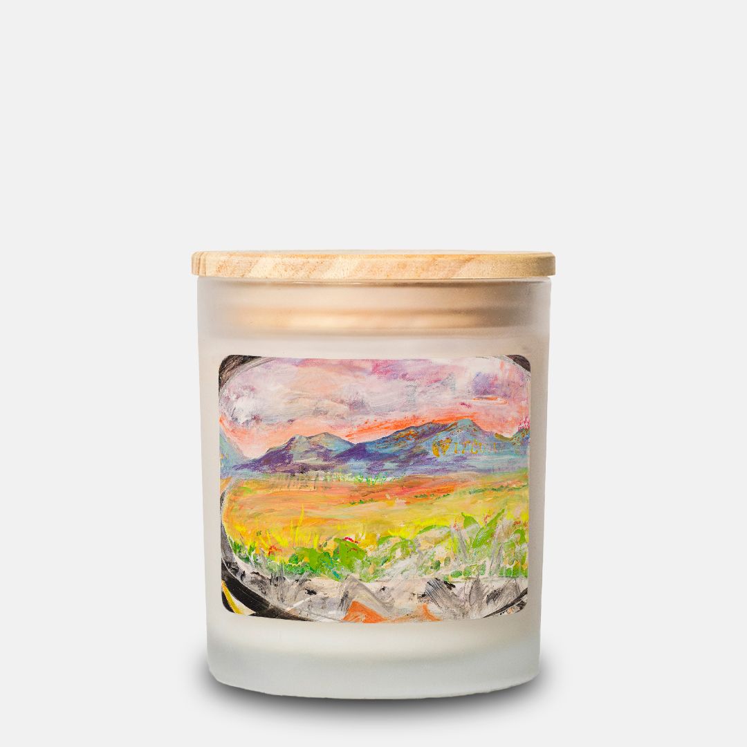 Candle Frosted Glass Landscape Hand Poured Gift Idea for Housewarming Art Lovers Fine Art Home Decor Colorful Modern Abstract Painting