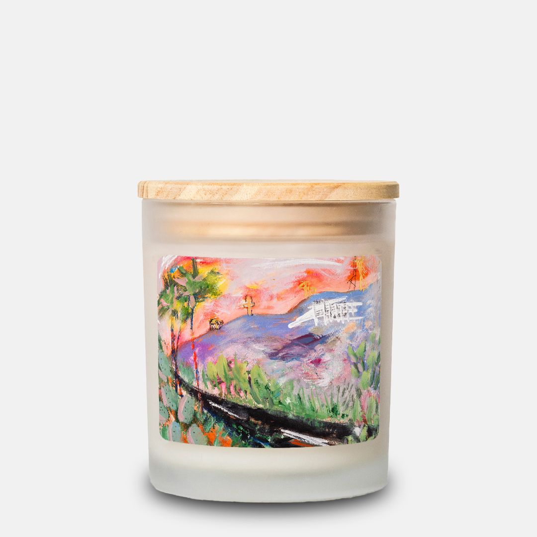 Candle Frosted Glass Hand Poured Landscape Gift Idea for Housewarming Art Lovers Fine Art Home Decor Colorful Modern Abstract Painting