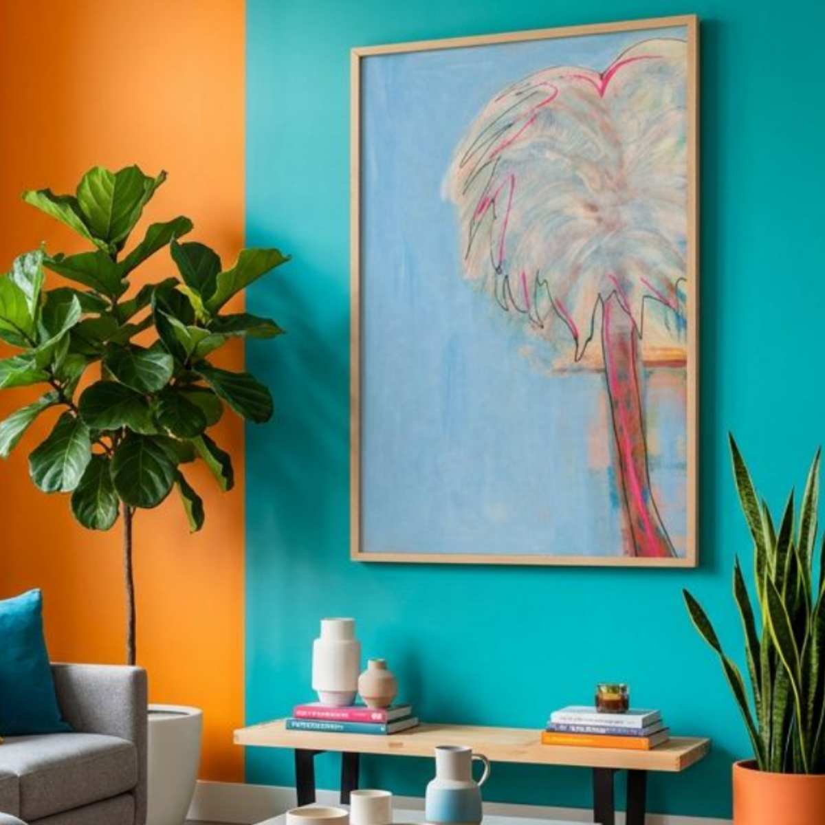 Palm Tree Canvas Modern Wall Art Colorful Home Décor Fine Art Painting Print Poster Gift Idea for Art Lover Nature Abstract Landscape Move