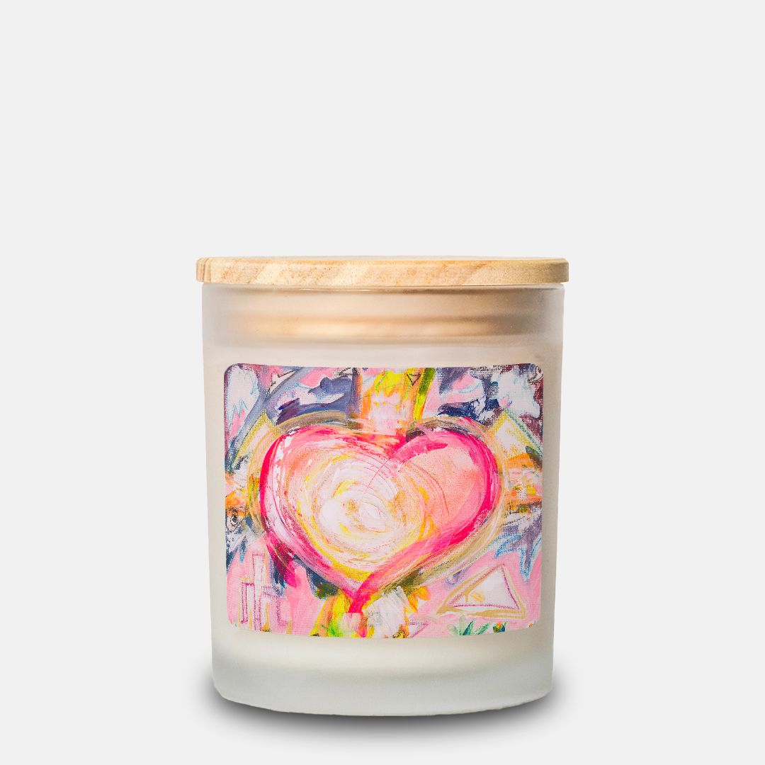 Candle Frosted Glass Hand Poured Heart Gift Idea for Housewarming Art Lovers Fine Art Home Decor Colorful Modern Abstract Painting Canvas