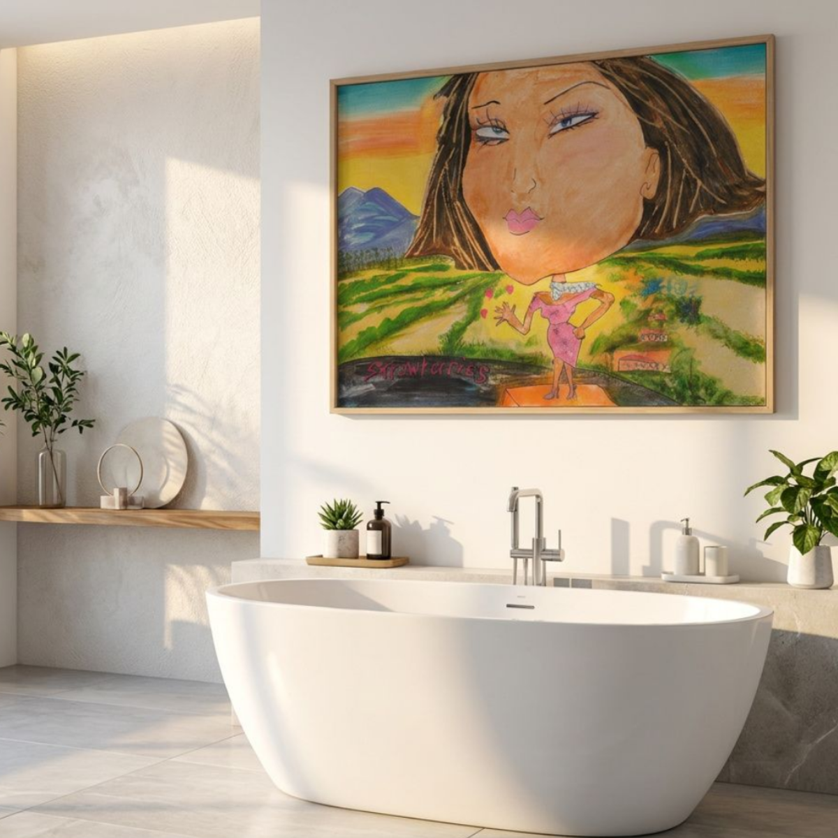 Woman Nature Canvas Landscape Painting Print Colorful Modern Wall Art Home Décor Fine Art Idea for Art Lovers Redecorate Moving Abstract