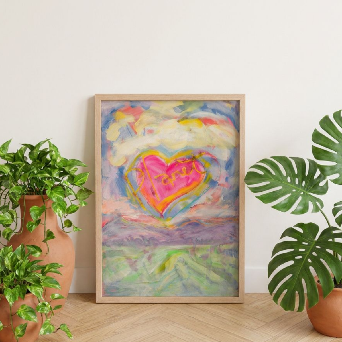 Heart Canvas Landscape Painting Print Colorful Modern Wall Art Home Décor Fine Art Gift Idea Art Lovers Nature Redecorate Large Abstract