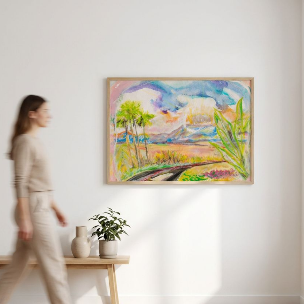 Desert Landscape Canvas Painting Print Colorful Modern Wall Art Home Décor Fine Art Gift Idea for Art Lover Nature Redecorate Road Trip