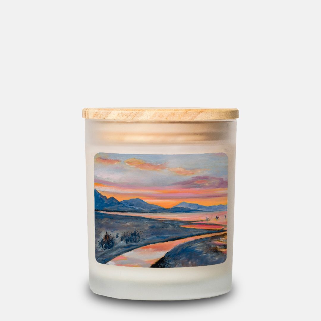 Candle Frosted Glass Hand Poured Landscape Gift Idea for Housewarming Art Lovers Fine Art Home Decor Colorful Modern Abstract Painting